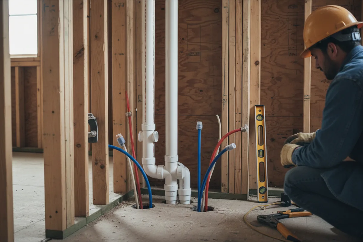 Drain and supply rough-in during Toilet Repair and Installation in Bainbridge Island