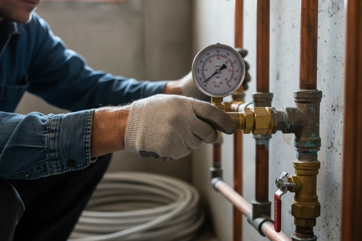 Pressure testing a repaired line during Water Line Repair in Bainbridge Island